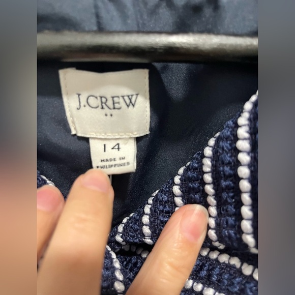 NWT J Crew Tweed Lady Jacket Antique Navy Ivory Stripe $228 size 14 gold button - Picture 6 of 12